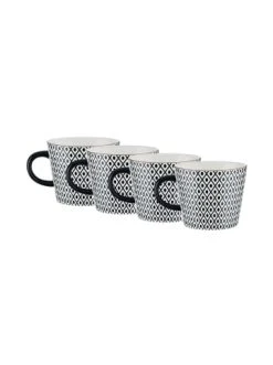 Budget 👍 Küche Butlers 4x Tasse Mit Goldrand 350ml ORNAMENTS In Schwarz-Weiß Günstig Kaufen 🎉