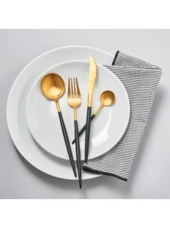 Besorgen 👏 Küche Butlers Besteck-Set 16-tlg. Matt STILETTO In Gold-Schwarz Günstig Kaufen ✨ -BUTLERS Verkäufe butlers besteck set 16 tlg matt stiletto in gold schwarz 2