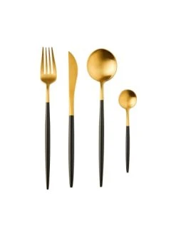 Besorgen ⭐ Küche Butlers Besteck-Set 4-tlg. Matt STILETTO In Gold-Schwarz Günstig Kaufen 👍