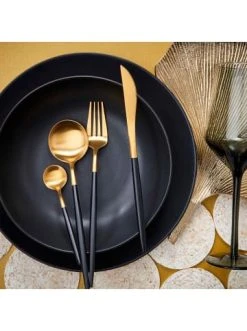 Besorgen ⭐ Küche Butlers Besteck-Set 4-tlg. Matt STILETTO In Gold-Schwarz Günstig Kaufen 👍 -BUTLERS Verkäufe butlers besteck set 4 tlg matt stiletto in gold schwarz 4