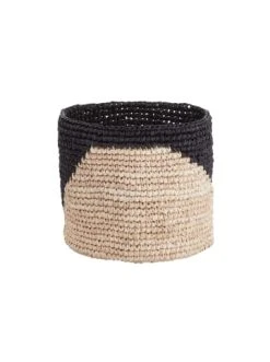 Auslauf 🔥 Dekoration Butlers Korb Handgefertigt Aus Raffia Ø13cm ISALO In Natur-Anthrazit Günstig Kaufen 🧨