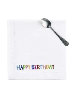 Aktion ✨ Heimtextilien Butlers Serviette L 45 X B 45cm HAPPY 🎂 BIRTHDAY In Weiß Günstig Kaufen 😍