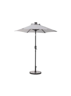 Blitzangebot 🥰 Garten & Balkon Butlers Sonnenschirm Mit LED-Solar-Lichter Ø180cm SUN & STARS In Hellgrau Günstig Kaufen 🎁