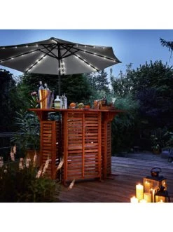 Budget 💯 Garten & Balkon Butlers Sonnenschirm Mit LED-Solar-Lichter Ø270cm SUN & STARS In Hellgrau Günstig Kaufen 🎁 -BUTLERS Verkäufe butlers sonnenschirm mit led solar lichter o270cm sun and stars in hellgrau 1