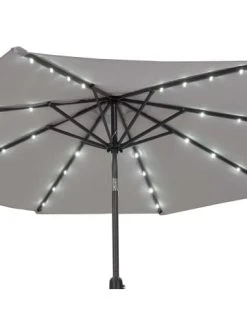Budget 💯 Garten & Balkon Butlers Sonnenschirm Mit LED-Solar-Lichter Ø270cm SUN & STARS In Hellgrau Günstig Kaufen 🎁 -BUTLERS Verkäufe butlers sonnenschirm mit led solar lichter o270cm sun and stars in hellgrau 5